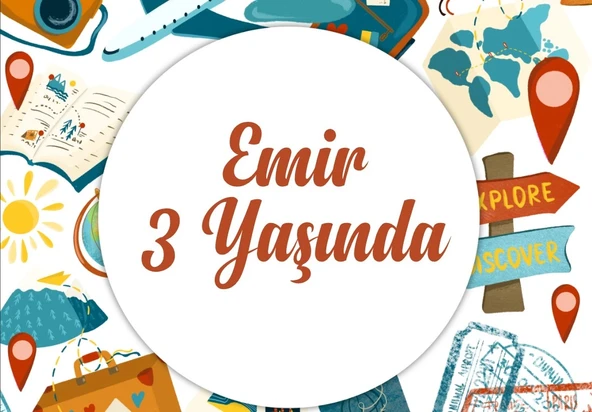 Seyahat Temalı Doğum Günü Afişi -3 70X100 cm ürün görseli 1