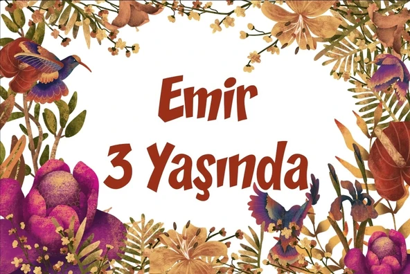 Sonbahar ve Kuşlar Temalı Doğum Günü Afişi -1 70X100 cm ürün görseli 1