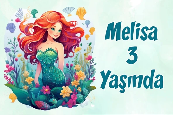 Deniz Kızı Temalı Doğum Günü Afişi 70X100 cm ürün görseli 1