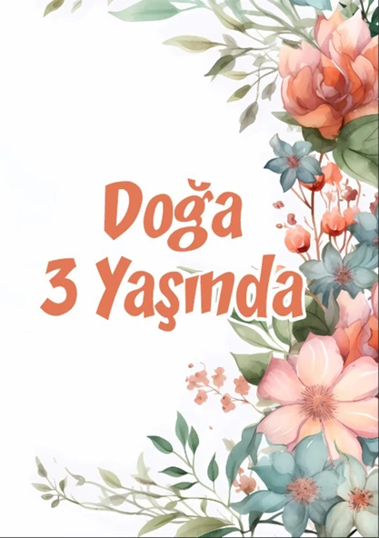Çiçekler Temalı Doğum Günü Afişi -2 70X100 cm ürün görseli 1