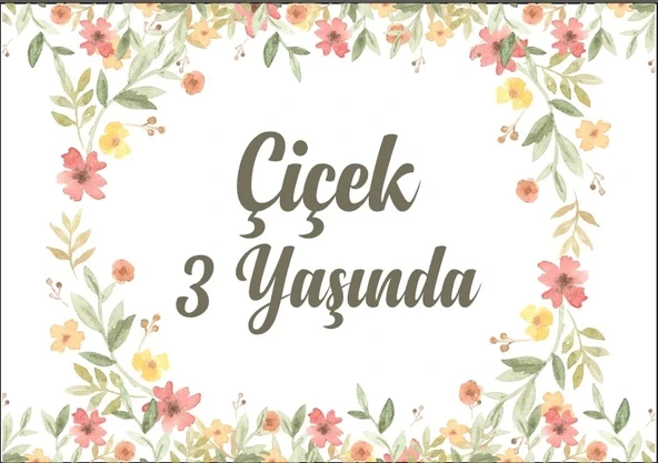 Çiçekler Temalı Doğum Günü Afişi -2 70X100 cm ürün görseli 1