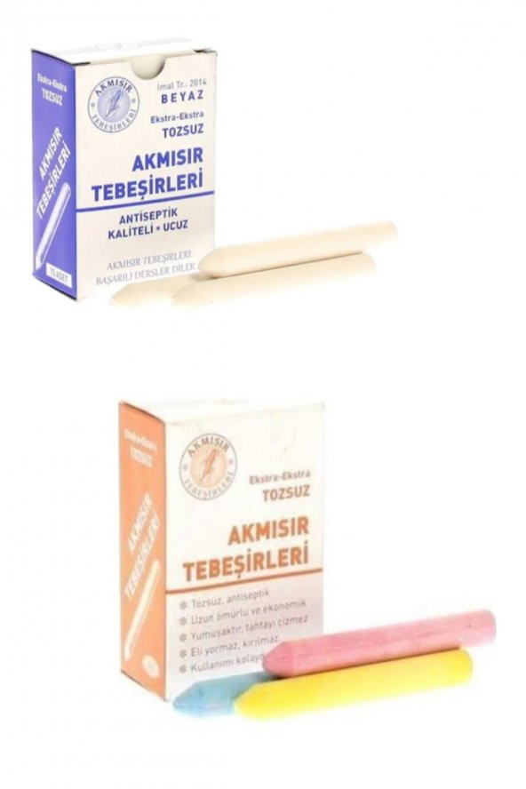 Tebeşir 2 Kutu 1 Kutu Beyaz 1 Kutu Renkli ürün görseli 1