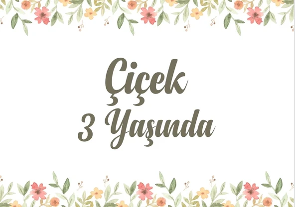 Çiçekler Temalı Doğum Günü Afişi 70X100 cm ürün görseli 1