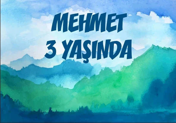 Sulu Boya Dağlar Doğum Günü Afişi 70X100 cm ürün görseli 1