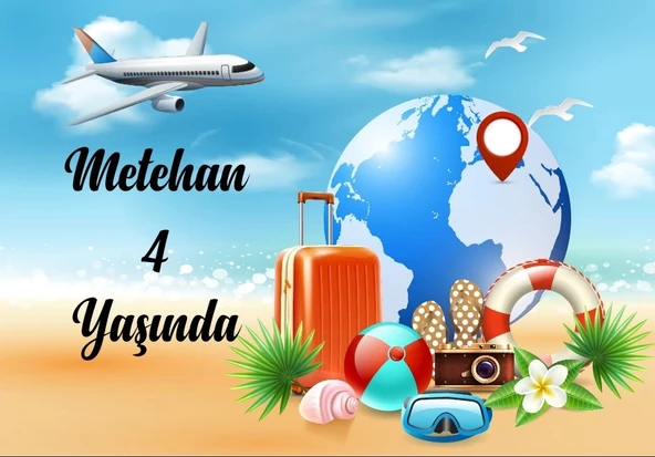 Seyahat Temalı Doğum Günü Afişi 70X100 cm ürün görseli 1
