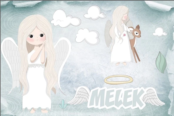 Melek Temalı Doğum Günü Afişi 70X100 cm ürün görseli 1
