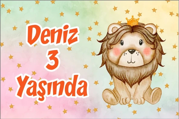 Sevimli Aslan Temalı Doğum Günü Afişi 70X100 cm ürün görseli 1