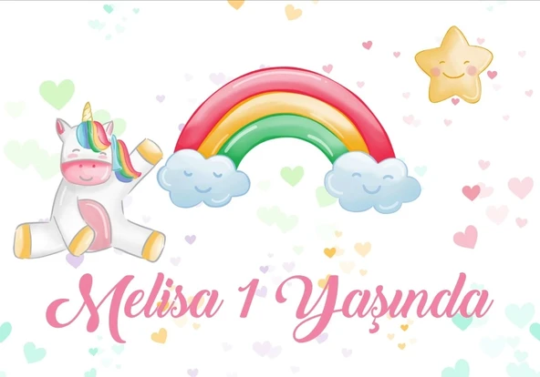 Unicorn Temalı Doğum Günü Afişi 70X100 cm ürün görseli 1