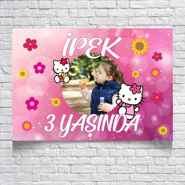 CATS TEMALI DOĞUM GÜNÜ AFİŞİ 100X150 cm ürün görseli 1