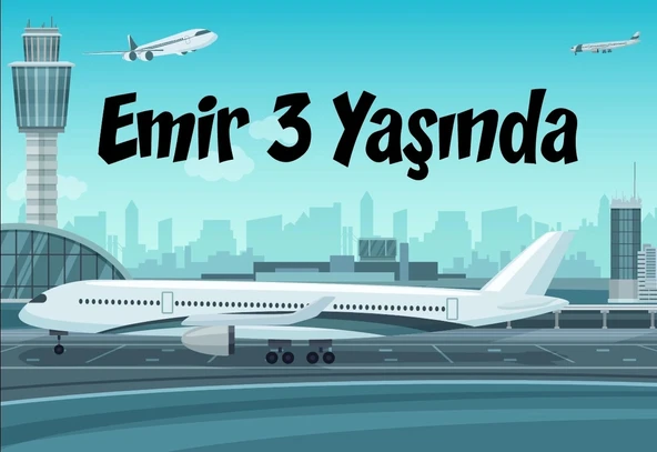 Uçak Temalı Doğum Günü Afişi 70X100 cm ürün görseli 1