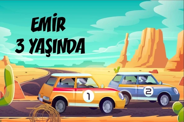 Yarış Arabası Temalı Doğum Günü Afişi 70X100 cm ürün görseli 1