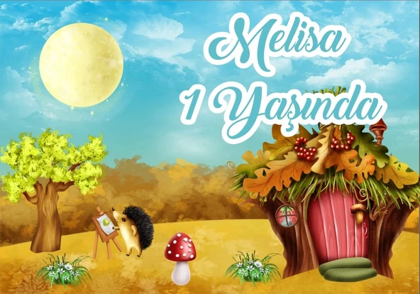 Resim Yapan kirpi Temalı Doğum Günü Afişi 70X100 cm ürün görseli 1
