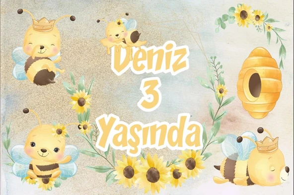 Arı Temalı Doğum Günü Afişi 70X100 cm ürün görseli 1