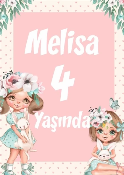Kız Temalı Doğum Günü Afişi 70X100 cm ürün görseli 1