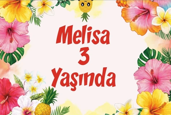 Çiçekler Temalı Doğum Günü Afişi 70X100 cm ürün görseli 1