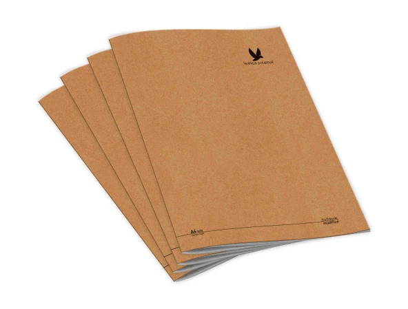 Wings Journal 4'lü Defter Seti - A5, Çizgili, Kraft Kapak, 96 Sayfa ürün görseli 1