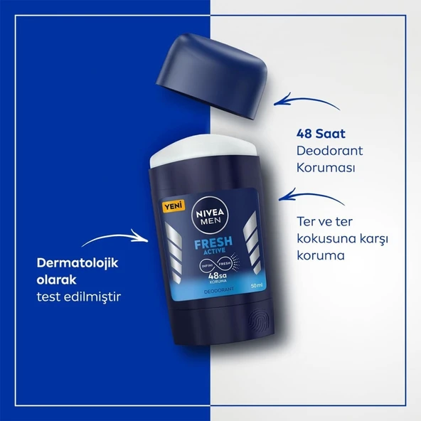 Nivea Men Deo Stick Fresh Active 50 Ml - Resim 3