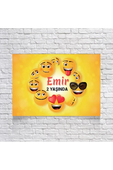 Emoji Tenalı Doğum Günü Afişi 100X150 cm ürün görseli 1