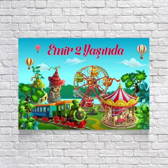 Lunapark Temalı Doğum Günü Afişi 100X150 cm ürün görseli 1