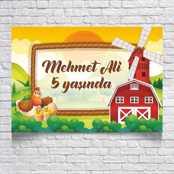 Çiftlik Temalı Doğum Günü Afişi 100X150 cm ürün görseli 1