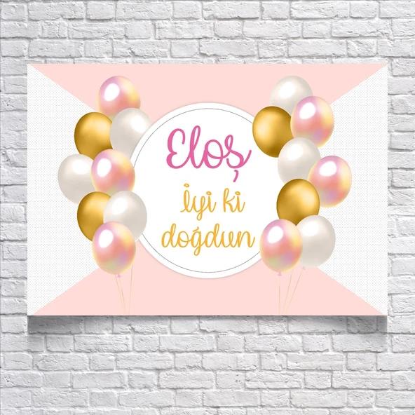 Balon Temalı Doğum Günü Afişi 100X150 cm ürün görseli 1