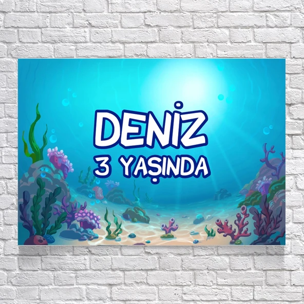 Deniz Temalı Doğum Günü Afişi 100X150 cm ürün görseli 1
