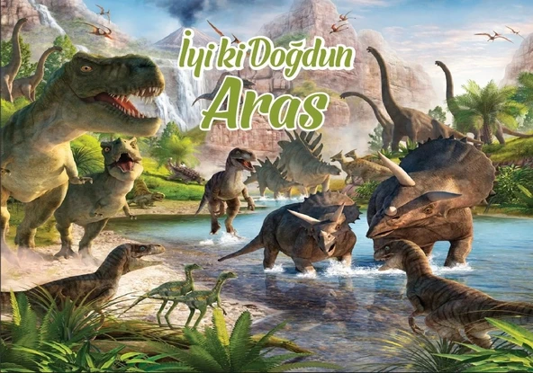 Dinazor Temalı Doğum Günü Afişi 100X150 cm ürün görseli 1