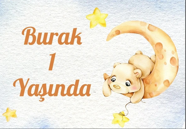 Ay Temalı Doğum Günü Afişi 100X150 cm ürün görseli 1