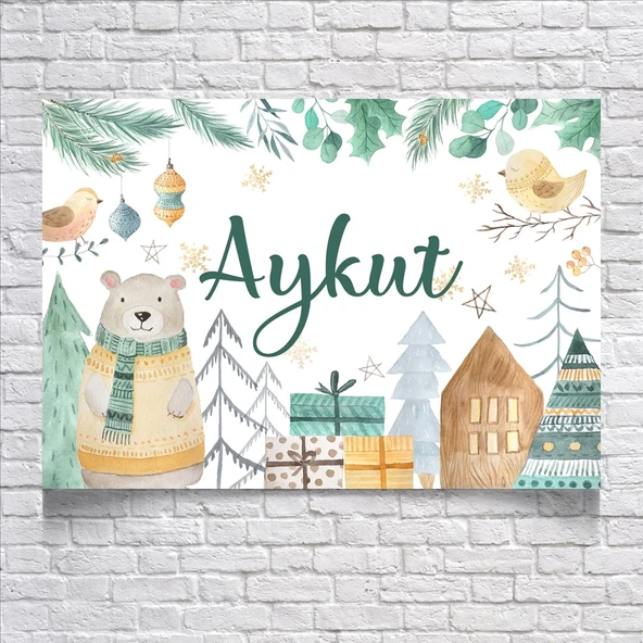 Sevimli Ayıcık Temalı Doğum Günü Afişi 100X150 cm ürün görseli 1