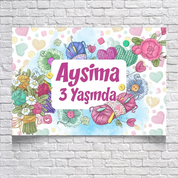 Çiçek Temalı Doğum Günü Afişi 100X150 cm ürün görseli 1
