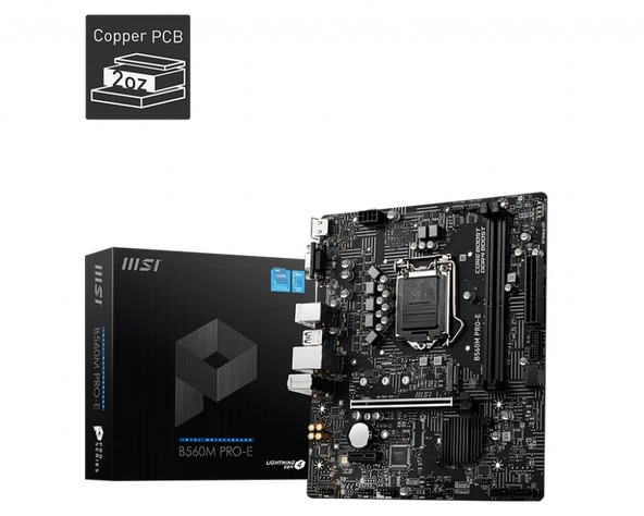 MSI B560M PRO-E DDR4 4800MHZ 1XVGA 1XHDMI 1XM.2 USB 3.2 MATX 1200P (10 VE 11. NESİL İŞLEMCİ UYUMLU) ürün görseli 1