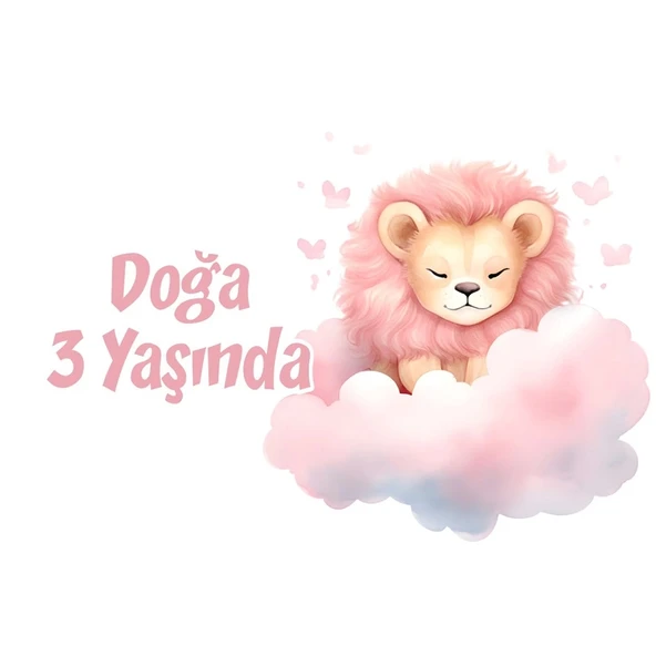 Pembe Sevimli Doğum Günü Afişi -2 100X150 cm ürün görseli 1