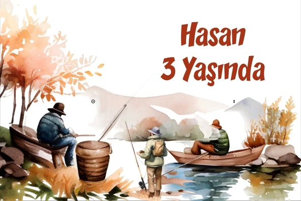 Balıkçılık Temalı Doğum Günü Afişi 100X150 cm ürün görseli 1