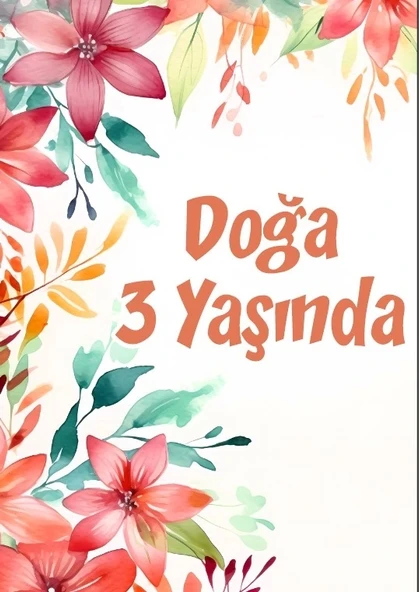 Çiçekler Temalı Doğum Günü Afişi -4 100X150 cm ürün görseli 1