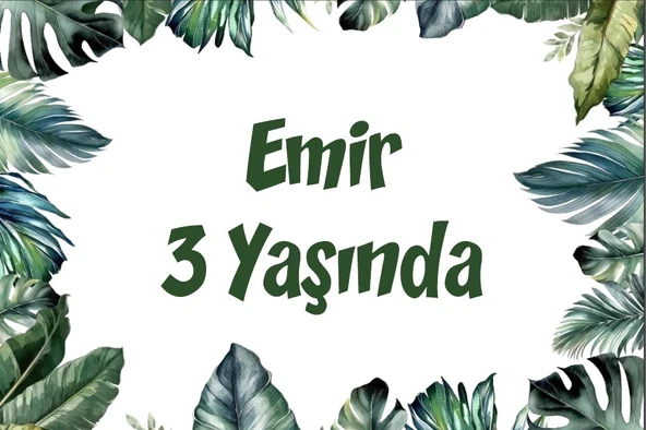 Yapraklar Temalı Doğum Günü Afişi 100X150 cm ürün görseli 1
