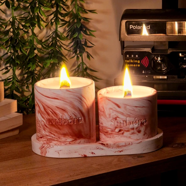 Warm Touch - Kiremit Mum & Dekoratif Tepsi Set ürün görseli 1