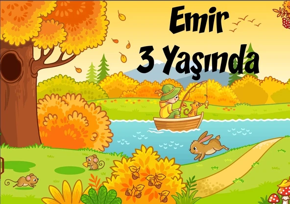 son bahar temalı doğum günü afişi 100X150 cm ürün görseli 1