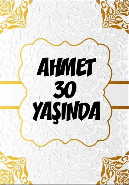 Beyaz Desenler Klasik Temalı Doğuım Günü Afişi 100X150 cm ürün görseli 1