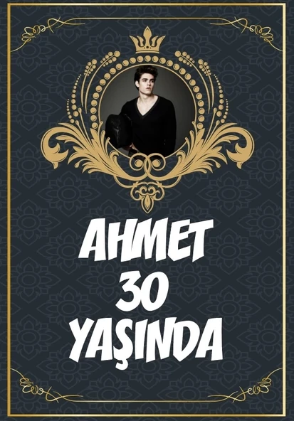Resimli Klasik Temalı 30 Yaş Doğum Günü Afişi 100X150 cm ürün görseli 1