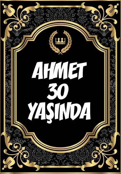 Altın Desenli Klasik Temalı Doğum Günü Afişi 100X150 cm ürün görseli 1
