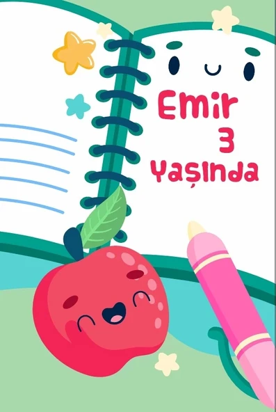 Okul Eşyaları Temalı Doğum Günü Afişi 100X150 cm ürün görseli 1