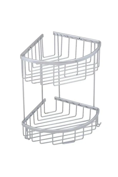 LİDER 2 KATLI KÖŞE RAF 20*20 (KROM) ürün görseli 1
