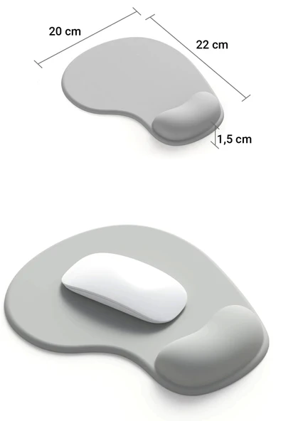 SonicTouch Bilek Destekli Mouse Pad 20x22cm Gri Damla Tipi Pürüzsüz Yüzey Dikişsiz Gamer Oyuncu ürün görseli 1