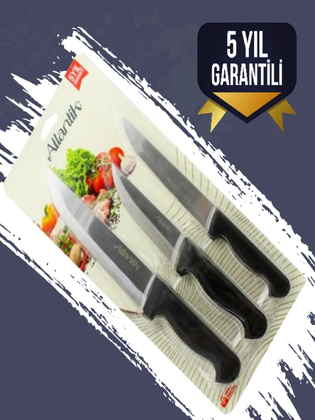 ATLANTİK Atlantik Çok Amaçlı  Kurban Bıçak Seti 3 lü - 5 Yıl Garantili ürün görseli 1