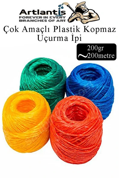 Çok Amaçlı Plastik Kopmaz Uçurtma İpi Çamaşır İpi 4 Adet Renkli 200 Metre Naylon İp Çırpı İpi Çizim İnşaat Duvar İpi ürün görseli 1