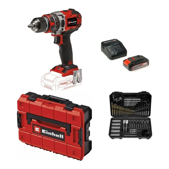 Einhell Tp-Cd 18/50 Li-I Bl Solo Akülü Vidalama + 1 x 2.5 Ah Akü ve 103 Parça Uç Seti (Çanta Dahil) ürün görseli 1