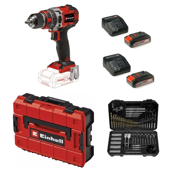Einhell Tp-Cd 18/50 Li-I Bl Solo Akülü Vidalama + 2 x 2.5 Ah Akü ve 103 Parça Uç Seti (Çanta Dahil) ürün görseli 1