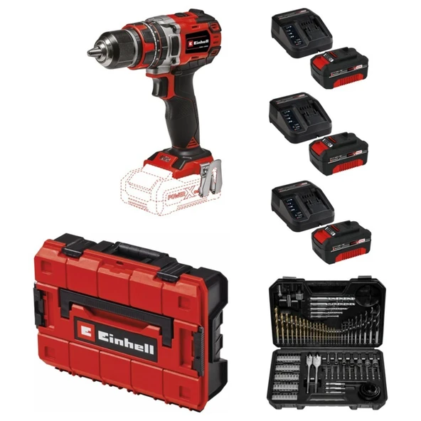 Einhell Tp-Cd 18/50 Li-I Bl Solo Akülü Vidalama + 3 x 4 Ah Akü ve 103 Parça Uç Seti (Çanta Dahil) ürün görseli 1