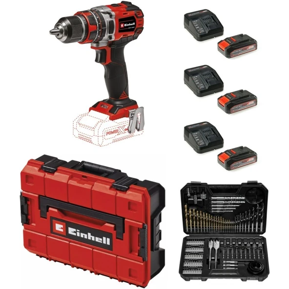 Einhell Tp-Cd 18/50 Li-I Bl Solo Akülü Vidalama + 3 x 2.5 Ah Akü ve 103 Parça Uç Seti (Çanta Dahil) ürün görseli 1