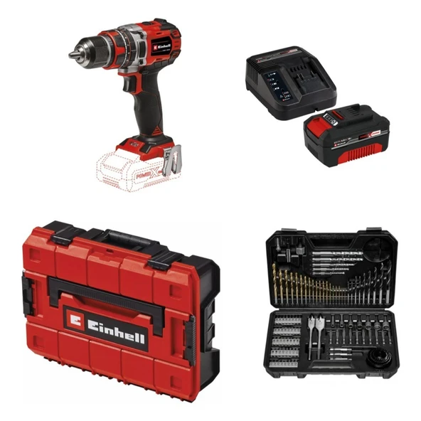 Einhell Tp-Cd 18/50 Li-I Bl Solo Akülü Vidalama + 1 x 4 Ah Akü ve 103 Parça Uç Seti (Çanta Dahil) ürün görseli 1